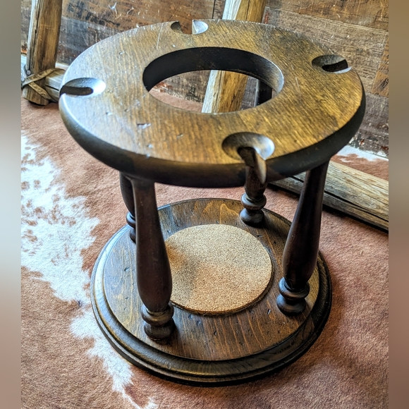 Vintage 80's Wood Wine Glass Holder - Picture 3 of 12
